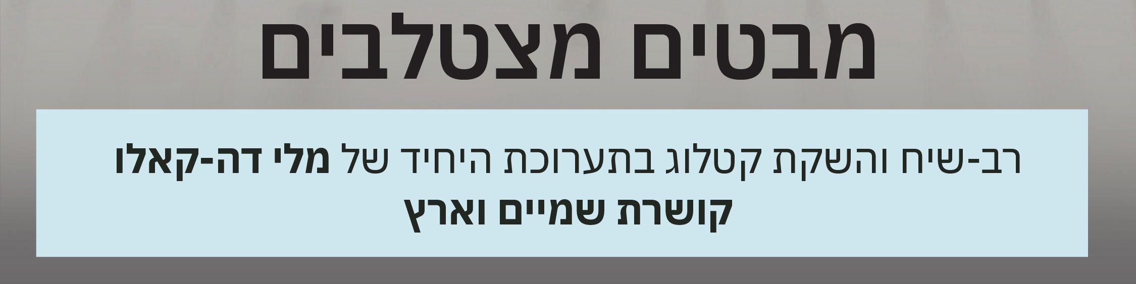 מבטים מצטלבים רב-שיח והשקת קטלוג בתערוכת היחיד של מלי דה-קאלו קושרת שמים וארץ